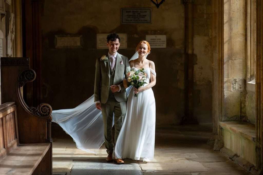 Bride and Groom Portrait at Christ Church College Oxford University. Wedding photography by Matthew Ellacott Photography