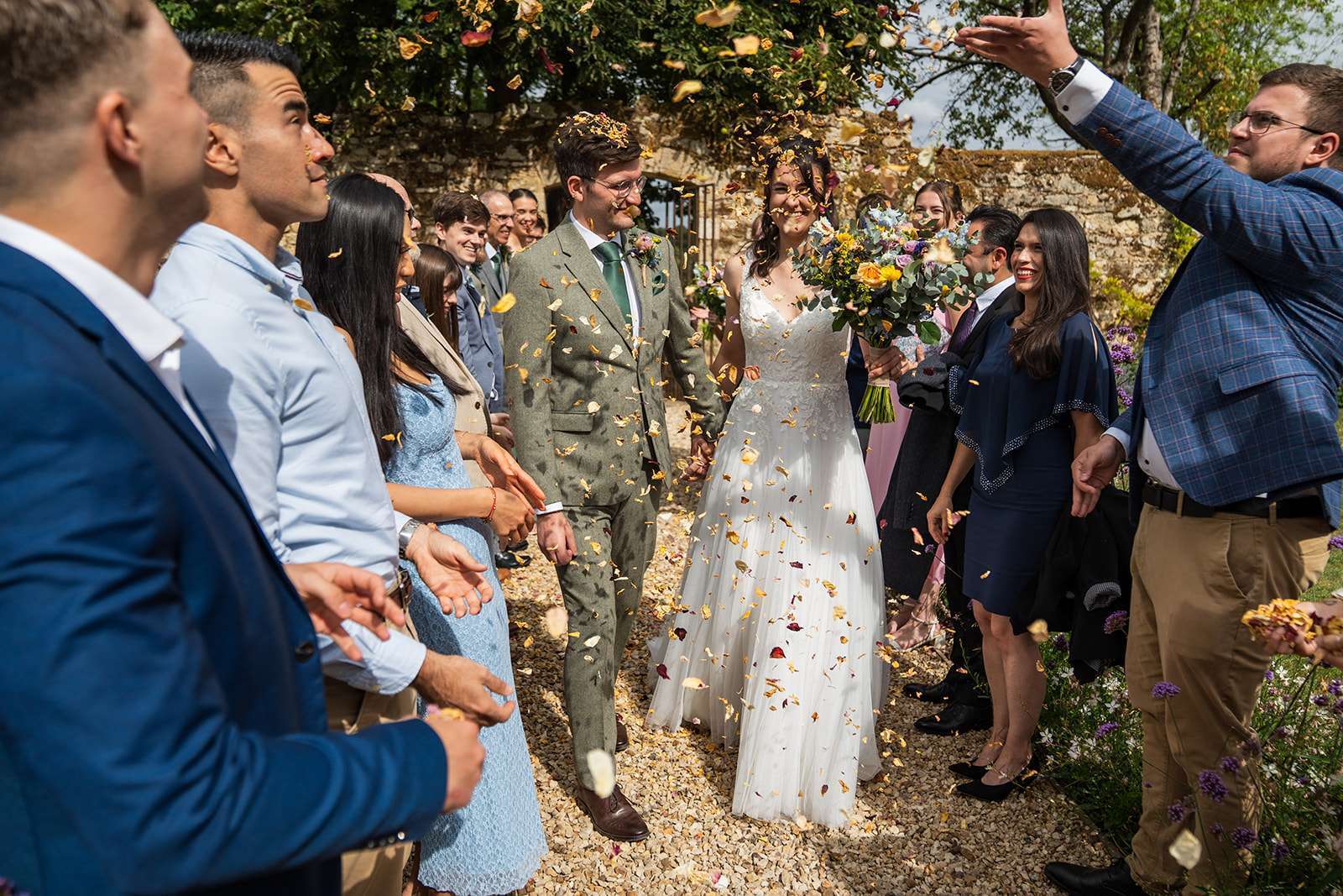 Confetti at Medley Walled Garden Oxford Wedding - Photographed naturally by Matthew Ellacott Photography