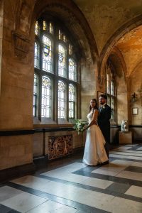 Bride and Groom Portrait at Oxford Town Hall Wedding. Photographed by Matthew Ellacott Photography