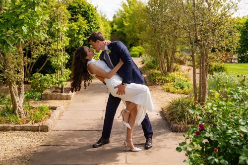 Bride and Groom Portrait Thyme Restaurant Cotswolds. Wedding Photography