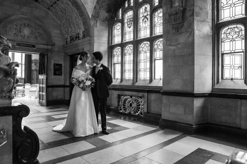 Bride and Groom Portrait at Oxford Town Hall Wedding. Photographed by Matthew Ellacott Photography