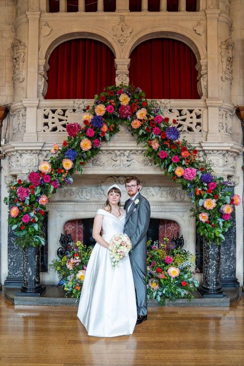 Bride and Groom Portrait at Oxford Town Hall Wedding. Photographed by Matthew Ellacott Photography