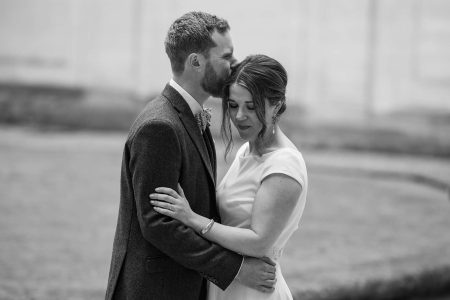 Bride and Groom Portrait at Trinity College Oxford. Oxford University Wedding Photography by Matthew Ellacott Photography