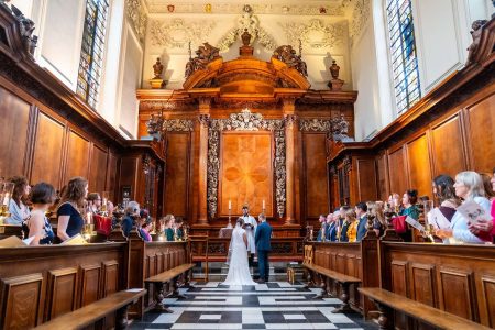 Wedding Ceremony at Trinity College Oxford. Oxford University Wedding Photography by Matthew Ellacott Photography