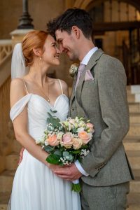 Bride and Groom Portrait at Christ Church College Oxford University. Wedding photography by Matthew Ellacott Photography