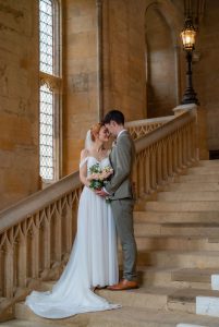 Bride and Groom Portrait at Christ Church College Oxford University. Wedding photography by Matthew Ellacott Photography
