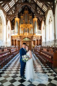 Bride and Groom Portraits at St John's College Oxford. Oxford University Wedding Photography by Matthew Ellacott Photography