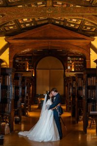Bride and Groom Portrait Bodleian Library. Oxford University Wedding Photography by Matthew Ellacott Photography