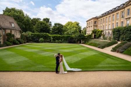 Bride and Groom Portraits Wedding at Worcester College Oxford. Oxford University Wedding Photography by Matthew Ellacott Photography