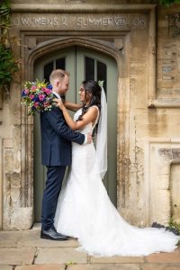 Bride and Groom Portraits. Wedding at Jesus College Oxford. Oxford University Wedding Photography by Matthew Ellacott Photography
