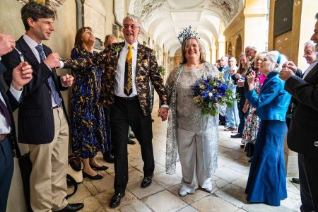 Bride and Groom Bubble Confetti at Corpus Christi College Oxford