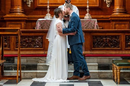 Wedding Ceremony at Trinity College Oxford. Oxford University Wedding Photography by Matthew Ellacott Photography