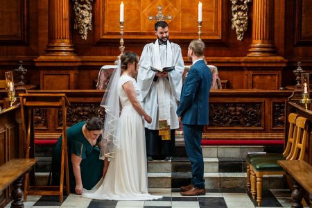 Wedding Ceremony at Trinity College Oxford. Oxford University Wedding Photography by Matthew Ellacott Photography