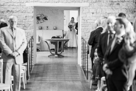 Wedding Ceremony. Lapstone Barn Cotswold Wedding Venue - Photographed by Matthew Ellacott Photography