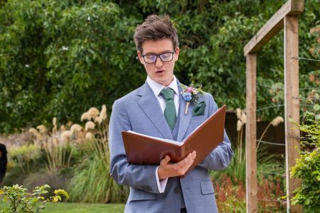 Outdoor wedding ceremony at The Medley Walled Garden in Oxford