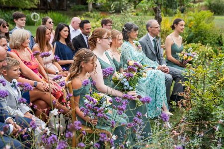Outdoor wedding ceremony at The Medley Walled Garden in Oxford