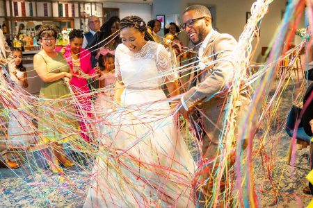 Wedding streamers - Wedding streamers instead of confetti photographed by Matthew Ellacott Photography